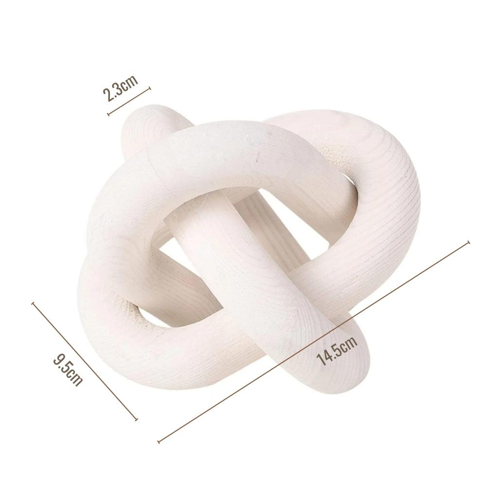 White 3-Link Wooden Knot Decorative Sculpture_3