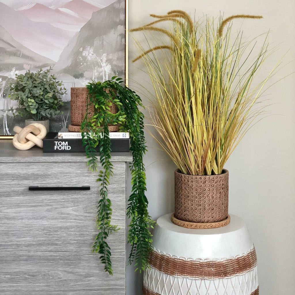 Woven Cane Garden Planter Pots (Set of 2)
