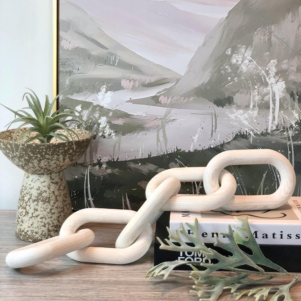 5-Link Wooden Chain Decorative Object