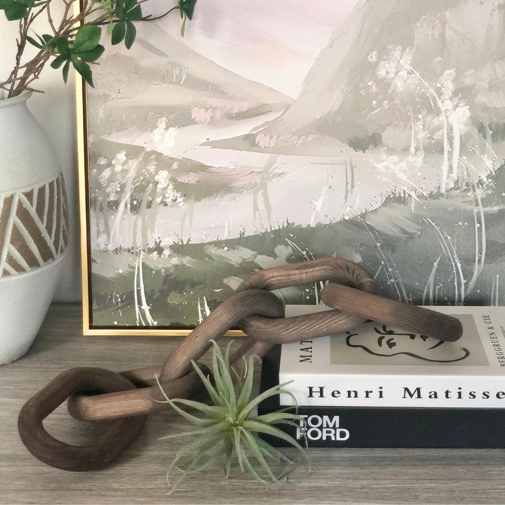 5-Link Wooden Chain Decorative Object