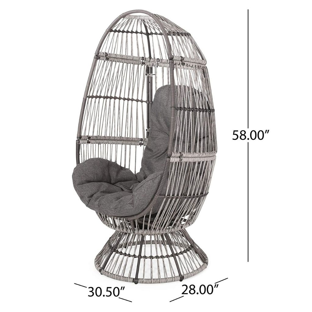Aceson Outdoor Wicker Swivel Egg Chair with Cushion