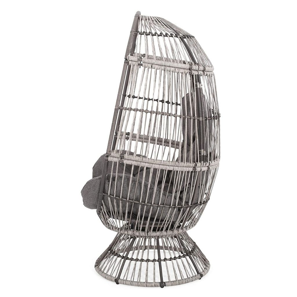 Aceson Outdoor Wicker Swivel Egg Chair with Cushion