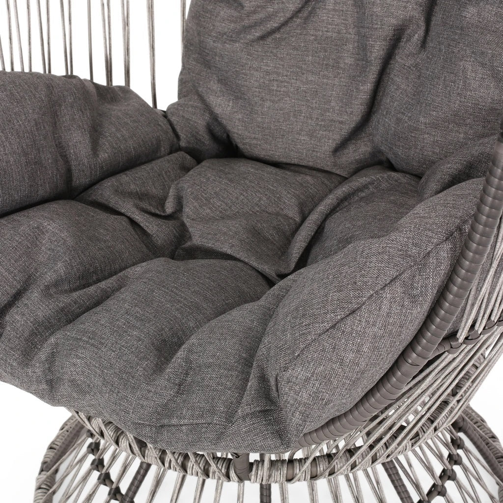 Aceson Outdoor Wicker Swivel Egg Chair with Cushion