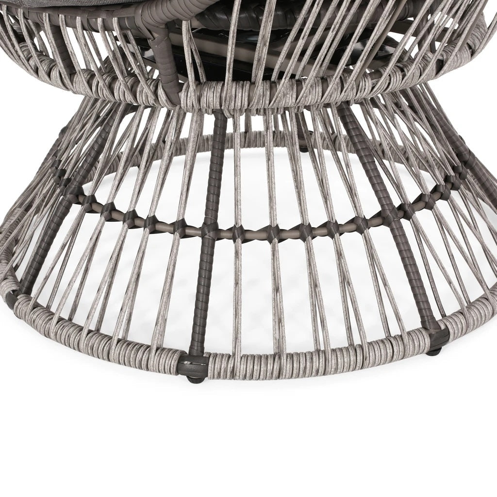 Aceson Outdoor Wicker Swivel Egg Chair with Cushion