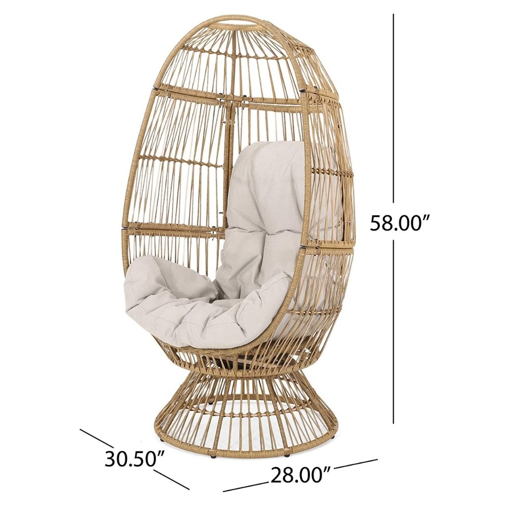 Aceson Outdoor Wicker Swivel Egg Chair with Cushion