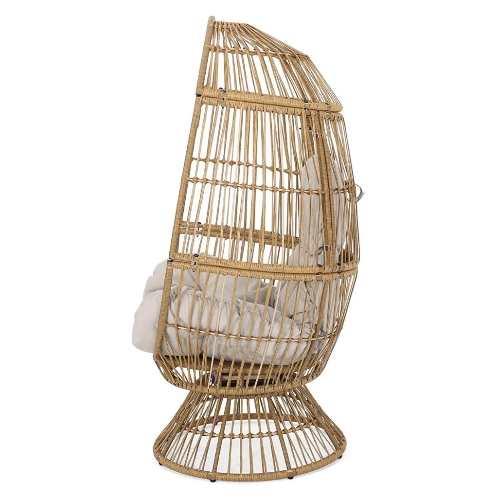 Aceson Outdoor Wicker Swivel Egg Chair with Cushion