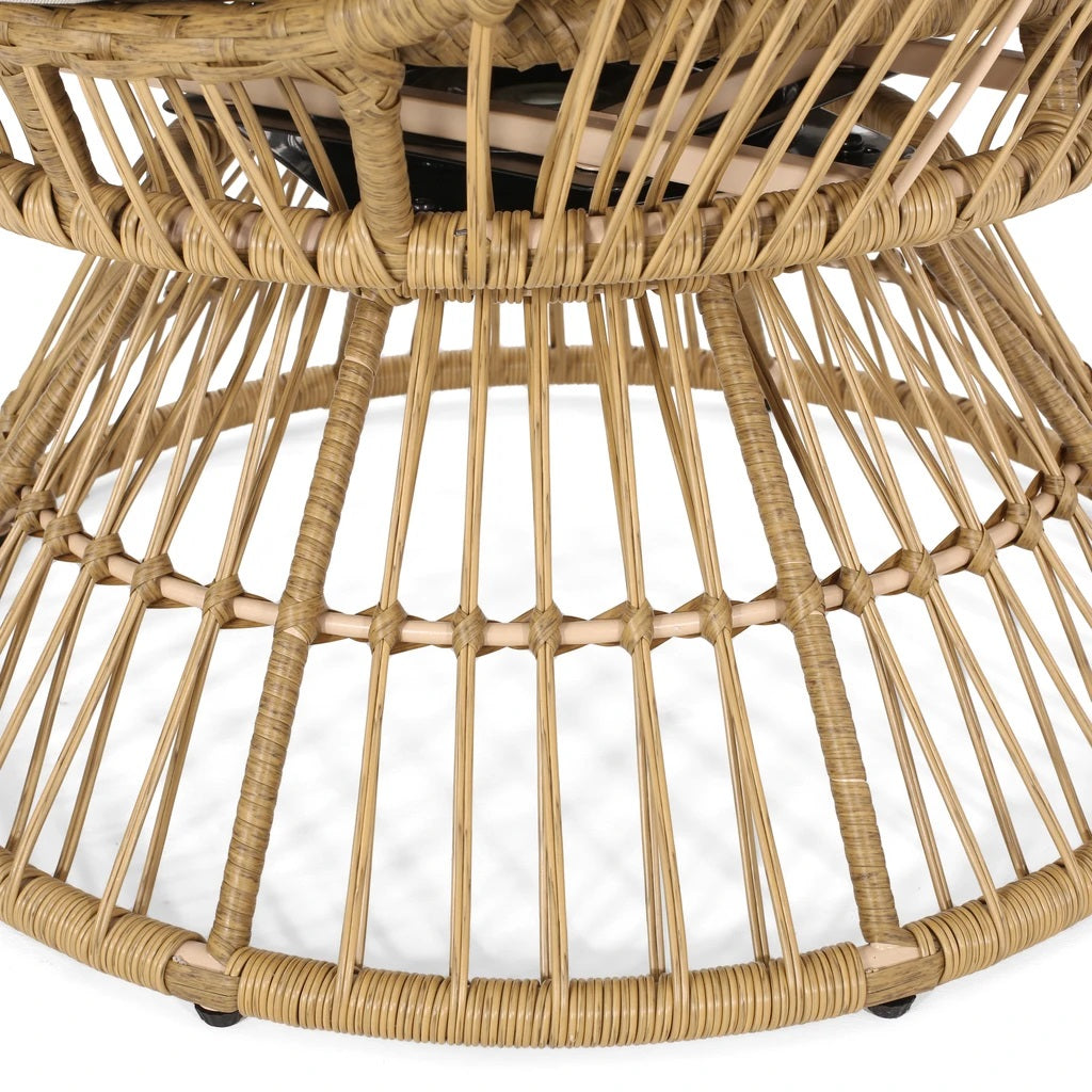 Aceson Outdoor Wicker Swivel Egg Chair with Cushion
