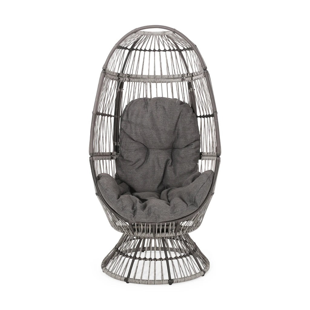 Aceson Outdoor Wicker Swivel Egg Chair with Cushion
