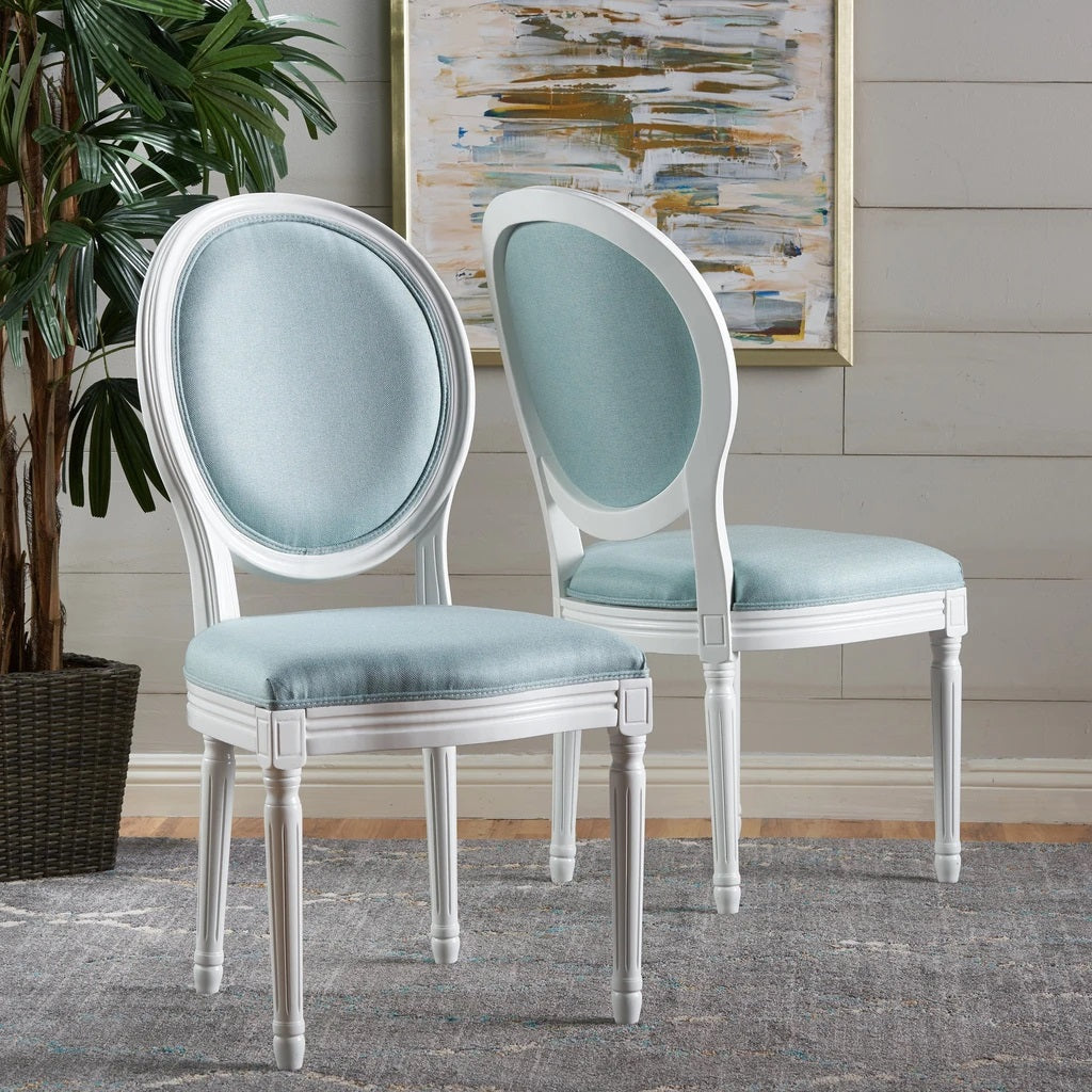 Adelise Traditional Light Blue Upholstered Fabric Dining Chairs (Set of 2)