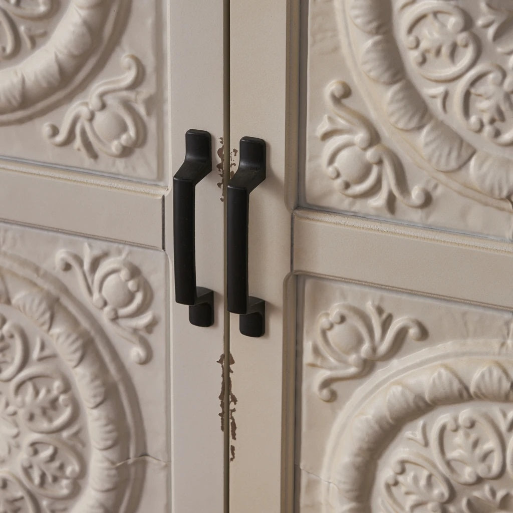 Aliana Finished Firwood Cabinet with Faux Wood Overlay and Accented Top