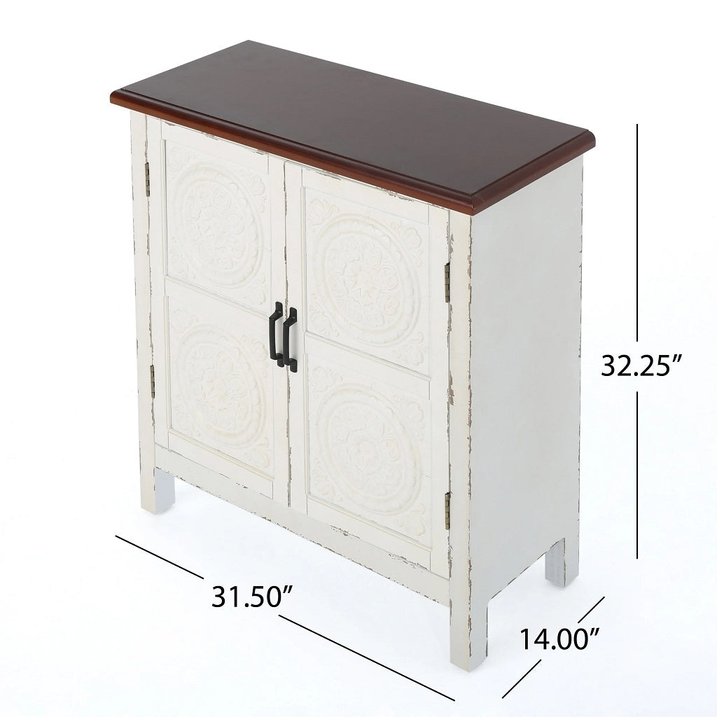 Aliana Finished Firwood Cabinet with Faux Wood Overlay and Accented Top