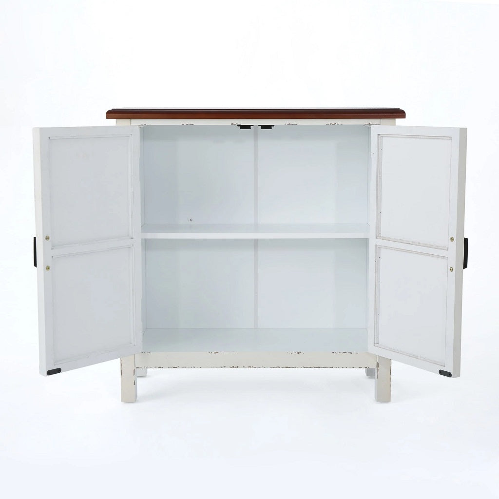 Aliana Finished Firwood Cabinet with Faux Wood Overlay and Accented Top