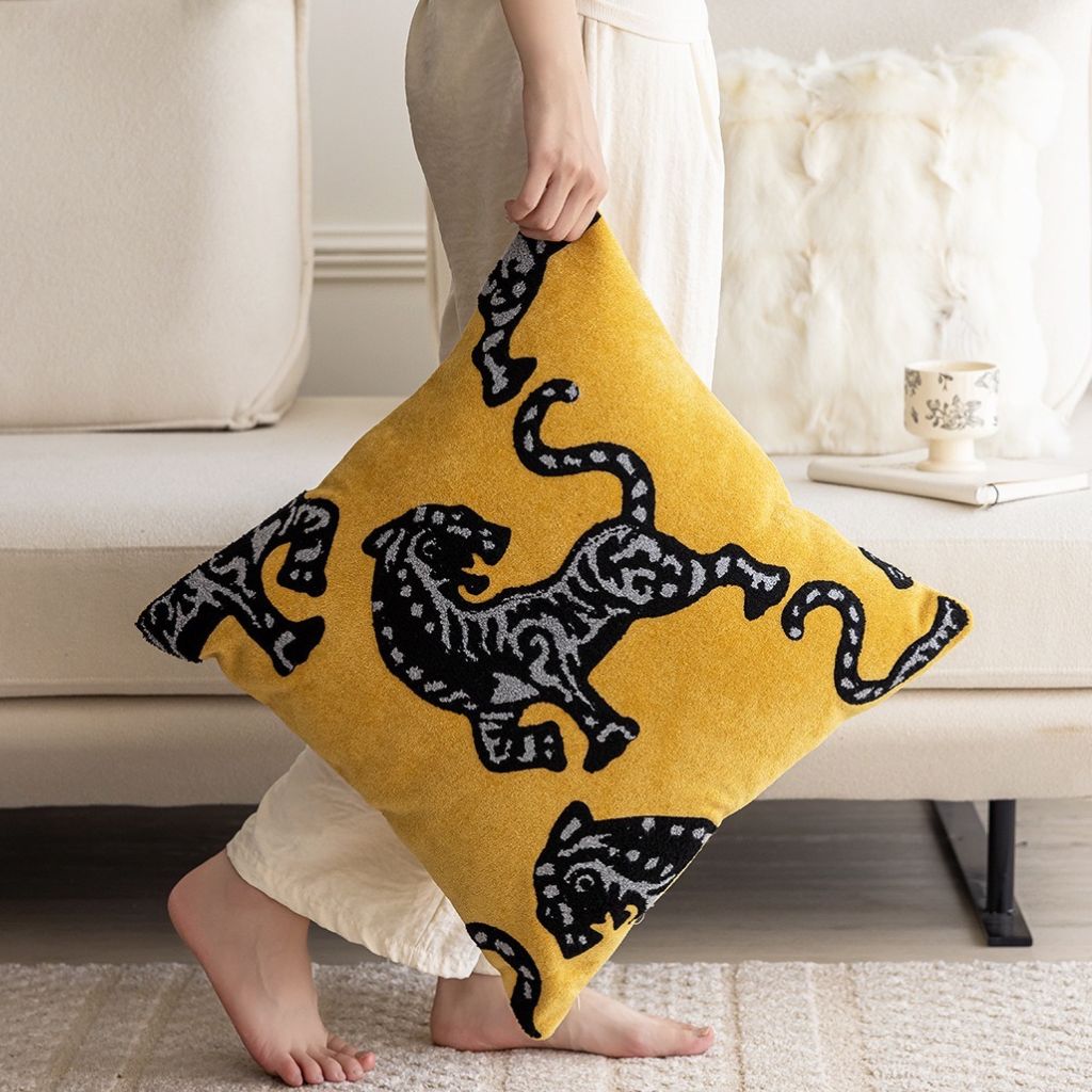 Amber Tiger Throw Pillow Cover
