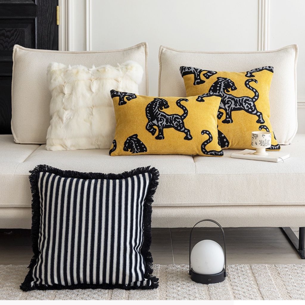 Amber Tiger Throw Pillow Cover