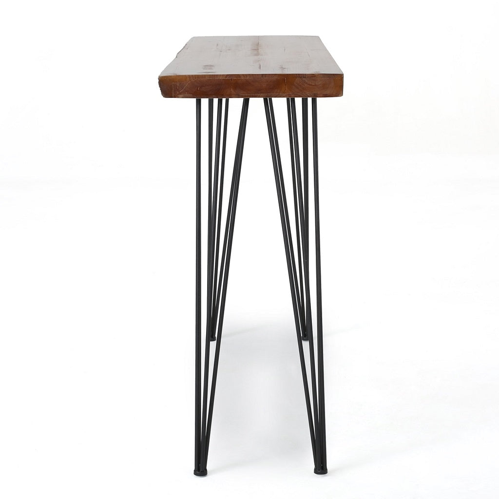 Aneissa Industrial Faux Live Edge Rectangular Bar Table, Natural