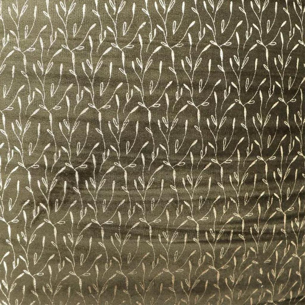 Army Green Velvet Throw Pillow Cover with Golden Foliage