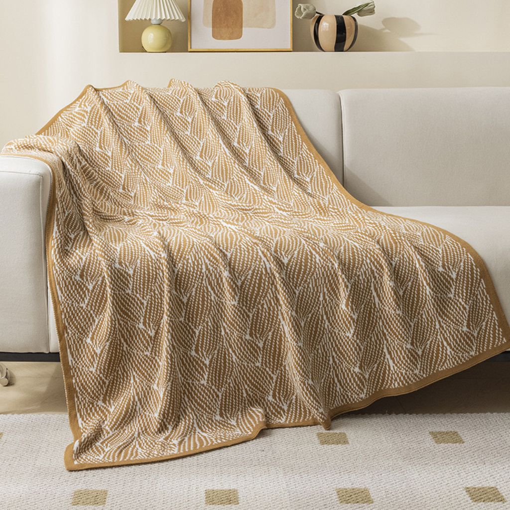 Autumn Leaves Knitted Throw Blanket