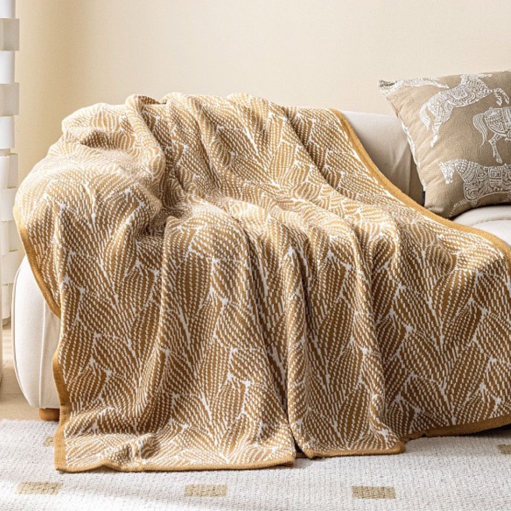 Autumn Leaves Knitted Throw Blanket