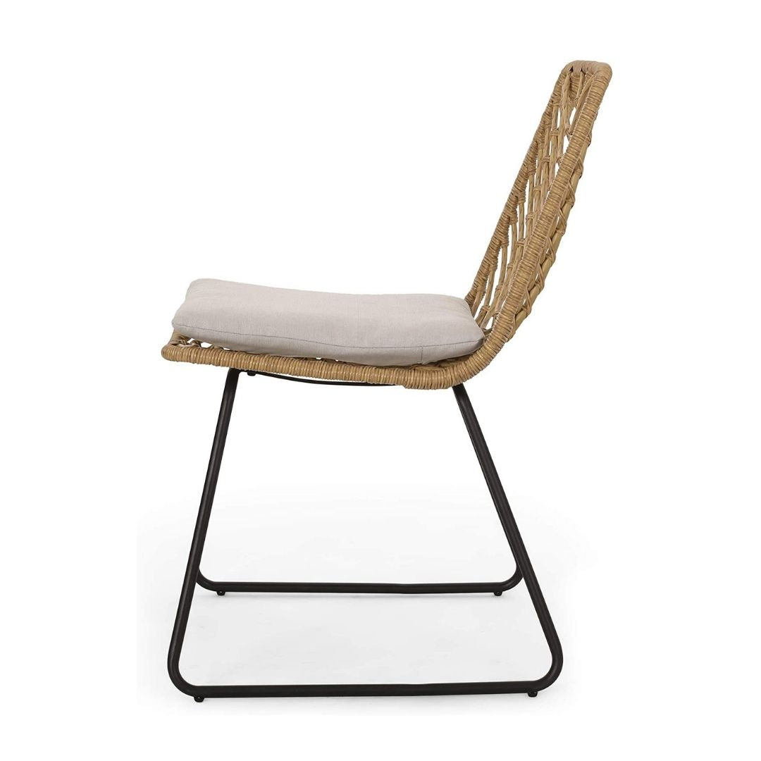 Azlee Berrien Outdoor Wicker Chairs with Cushion, Set of 2
