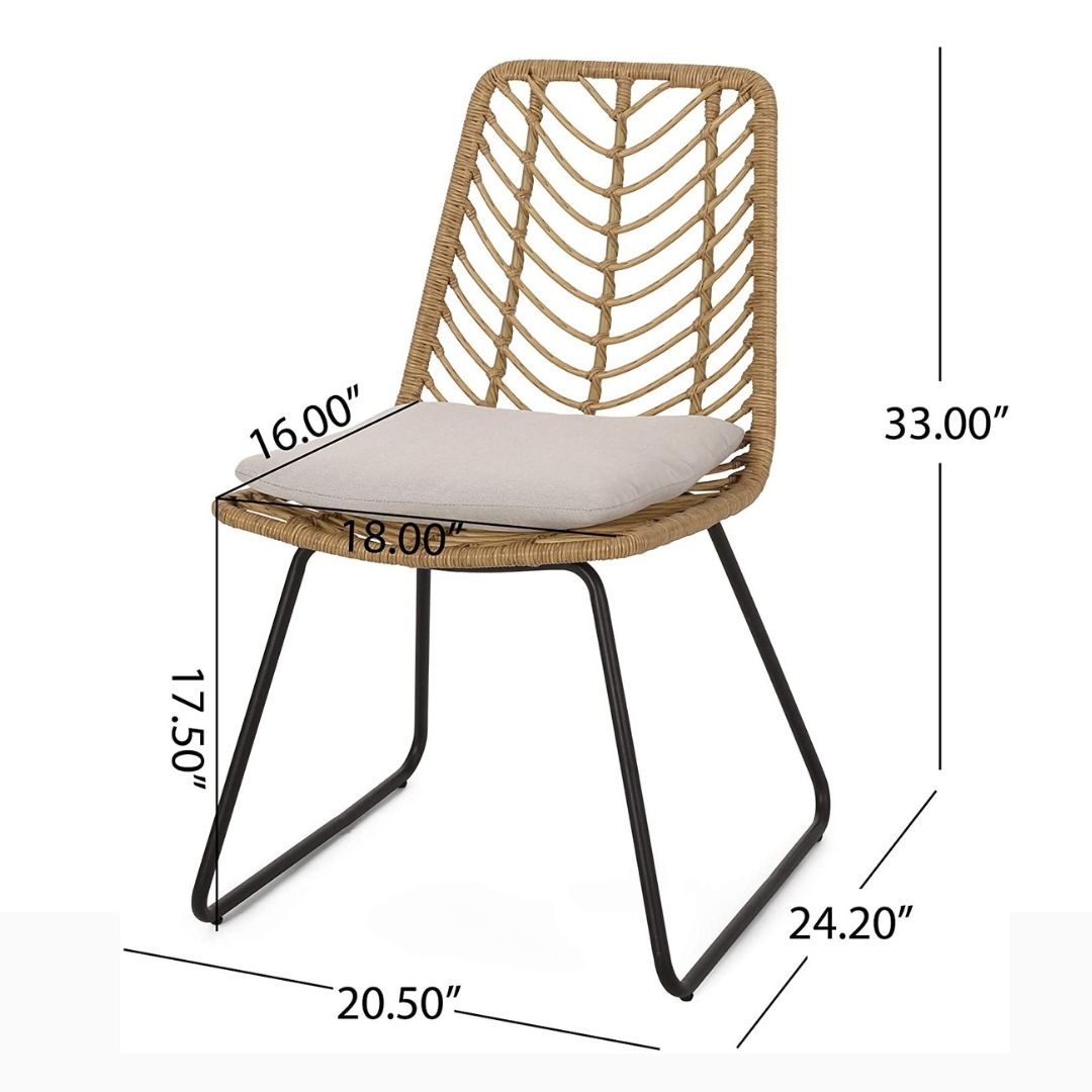 Azlee Berrien Outdoor Wicker Chairs with Cushion, Set of 2