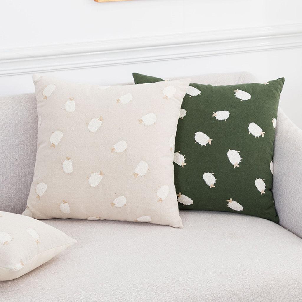 Baa Baa White Sheep Throw Pillow Cover