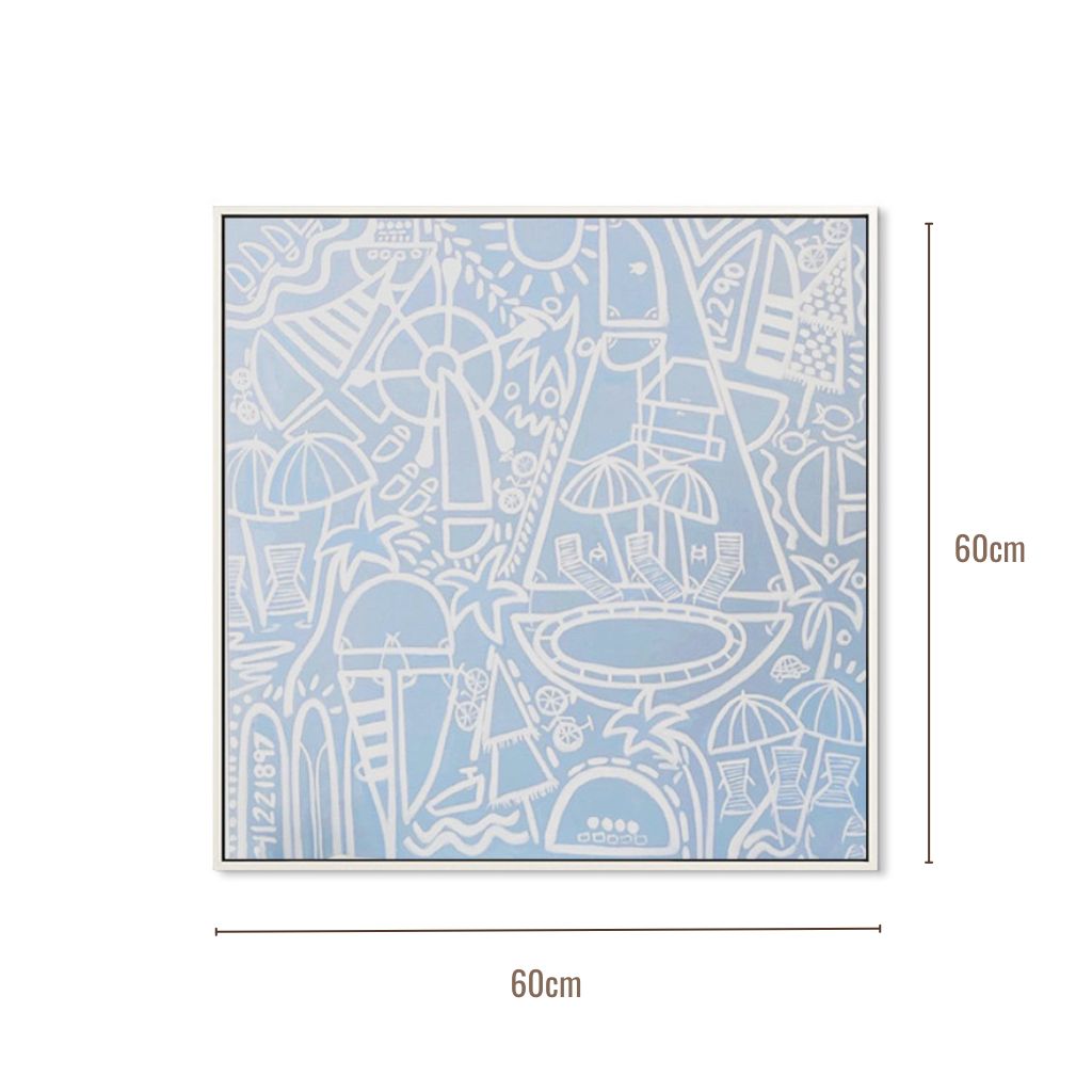 Baby Blue Beach Paradise Framed Canvas Print
