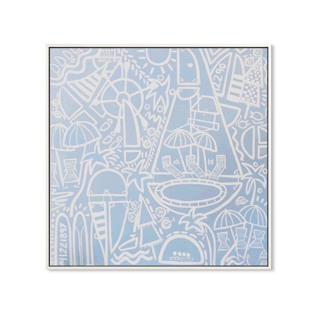 Baby Blue Beach Paradise Framed Canvas Print