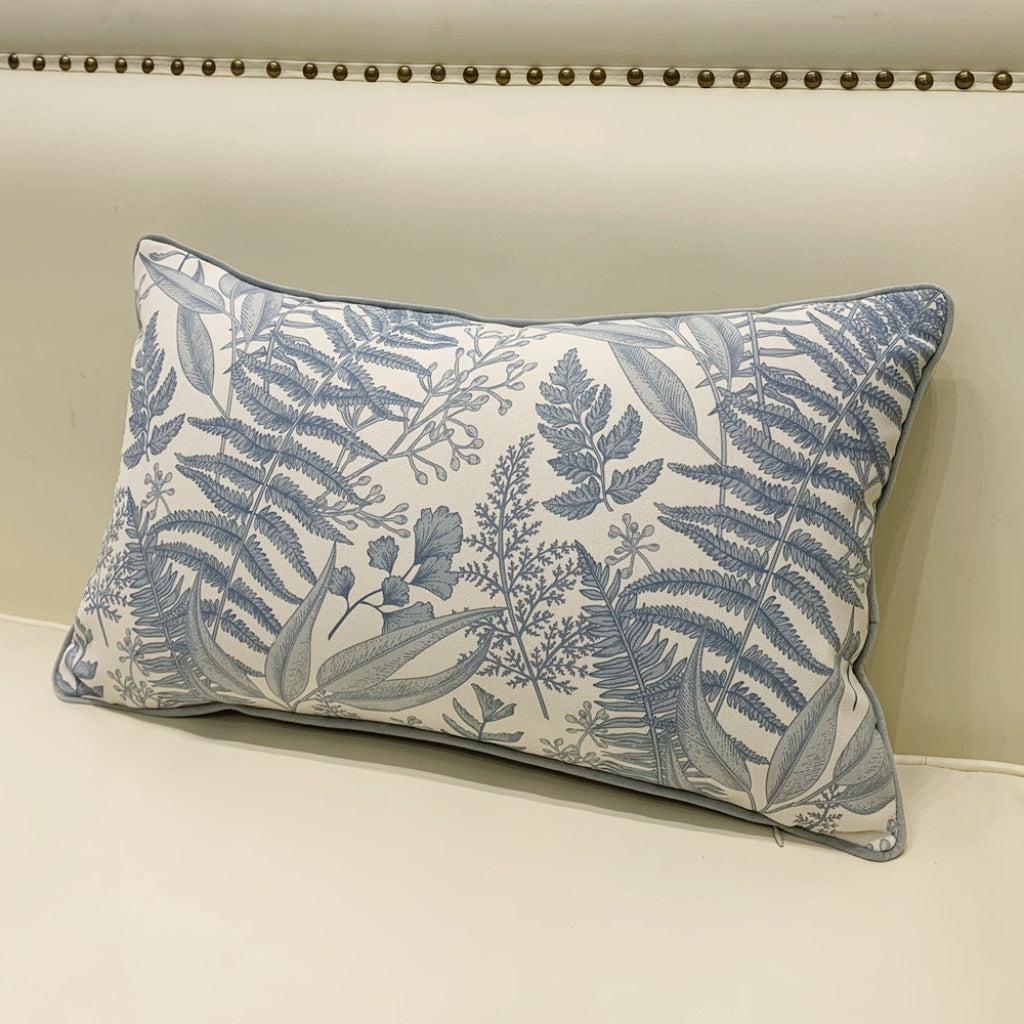 Baby Blue Fern Lumbar Pillow Cover