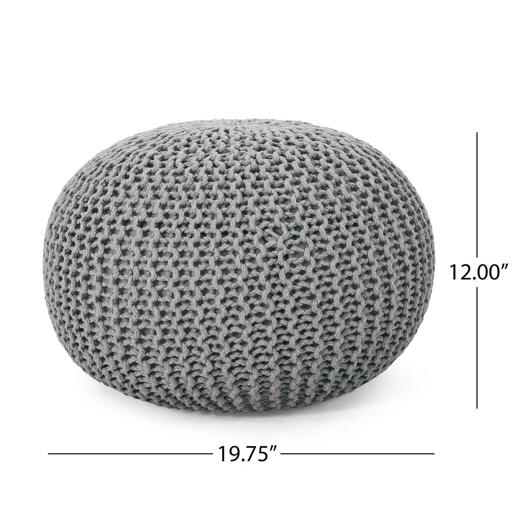 Belle Modern Knitted Cotton Round Pouf