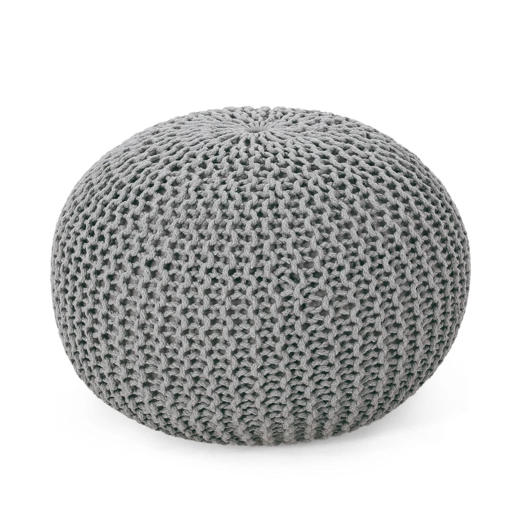 Belle Modern Knitted Cotton Round Pouf
