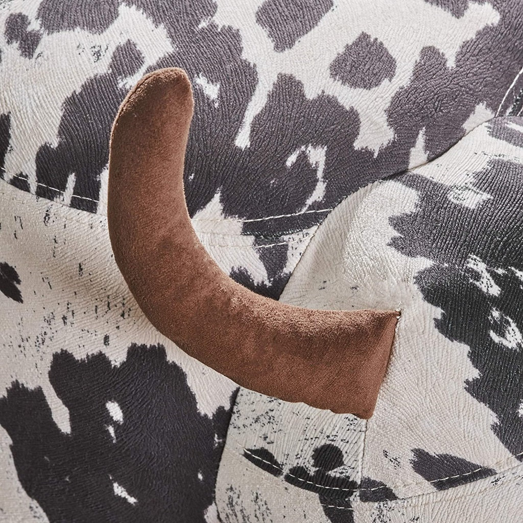 Bertha Milk Cow Patterned Velvet Ottoman