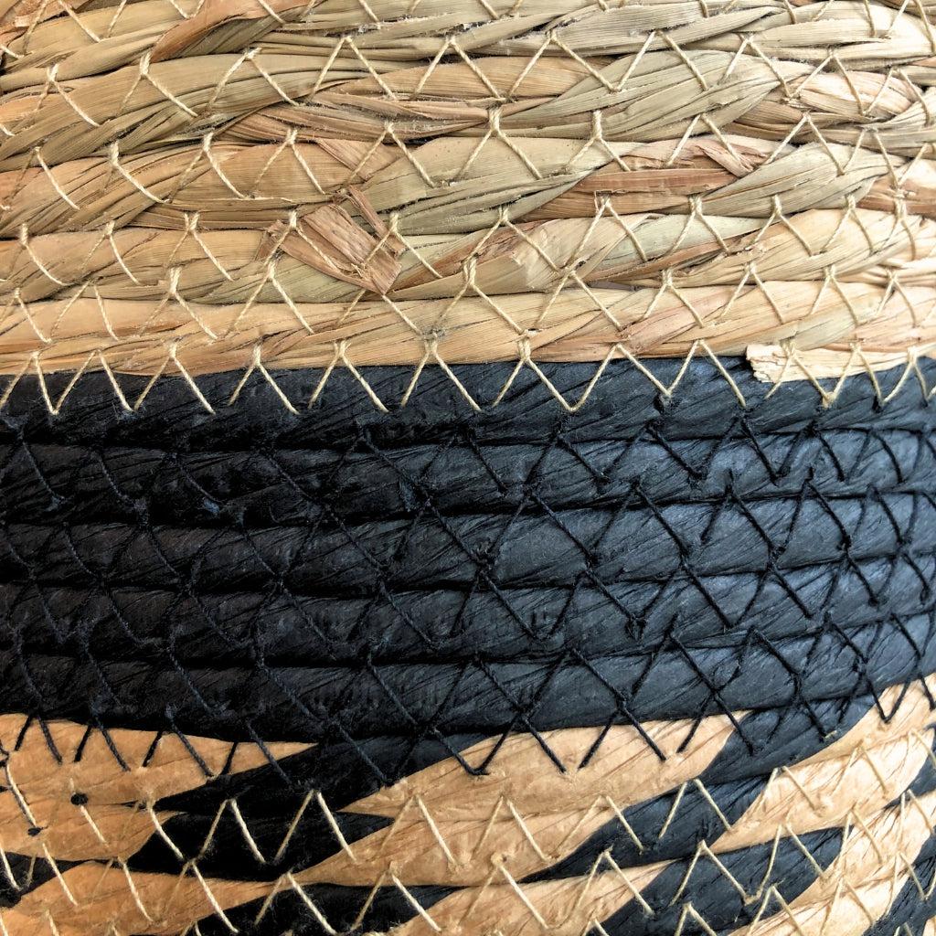 Black Seagrass Handwoven Planter Basket With Handles (Set of 2)