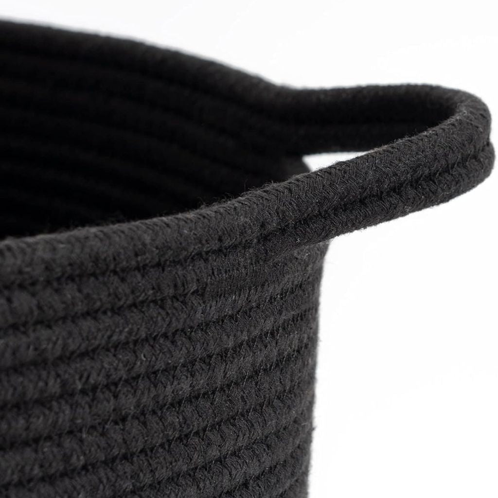 Black and White Cotton Rope Laundry Basket