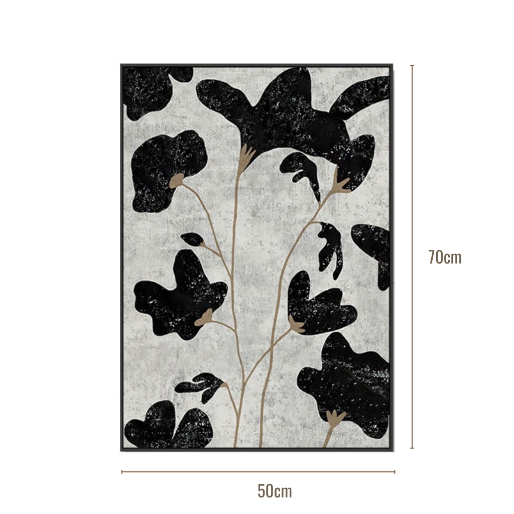 Black and White Poppy Flower Wall Art Framed Print