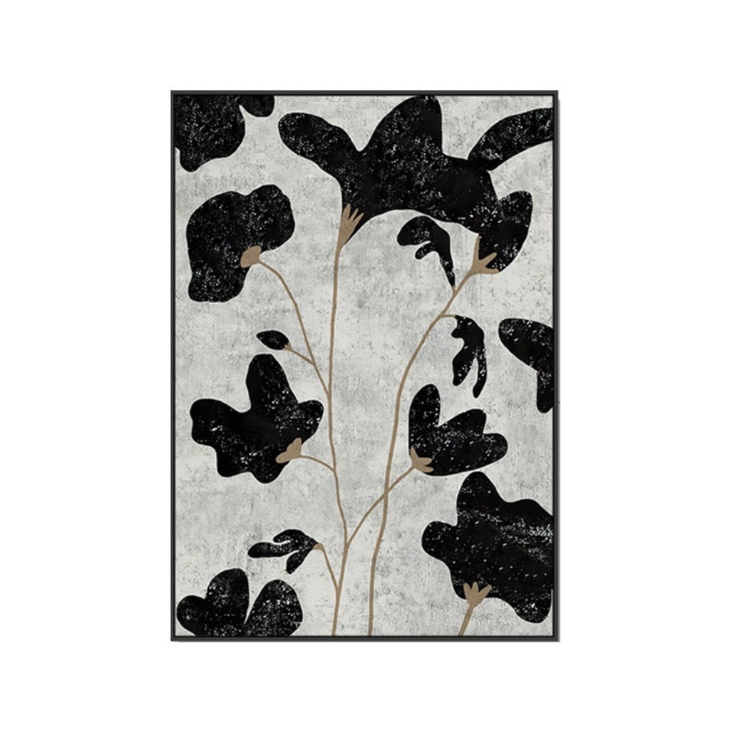 Black and White Poppy Flower Wall Art Framed Print