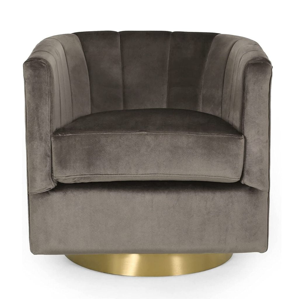 Blairmont Modern Glam Channel Stitch Velvet Swivel Club Chair