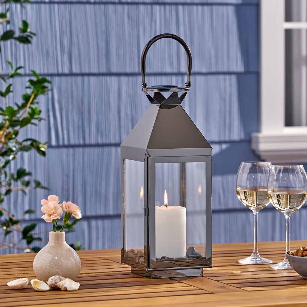 Briar 16" Modern Outdoor Stainless Steel Lantern