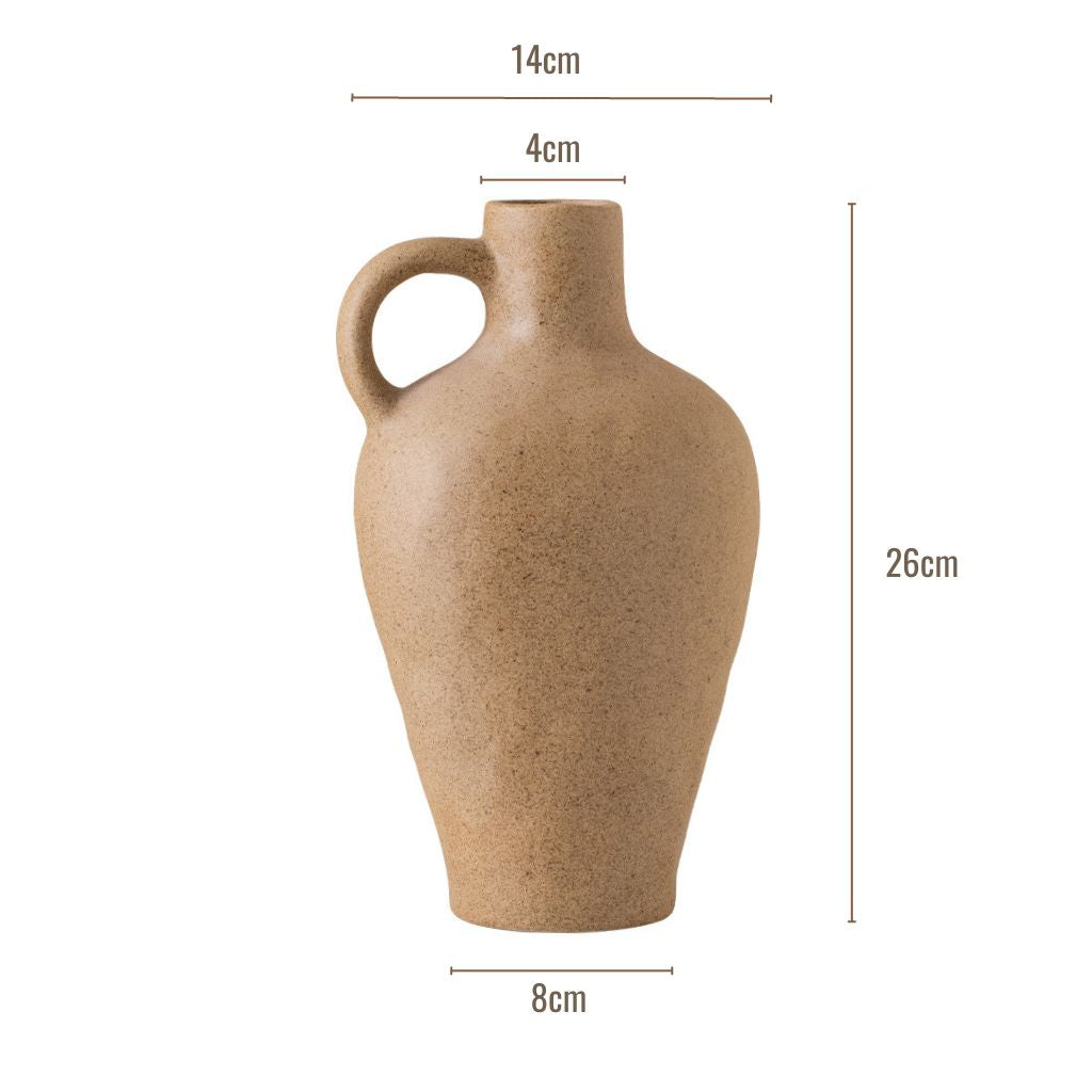 Brown Speckled Retro Ceramic Jug Vase with Single Handle