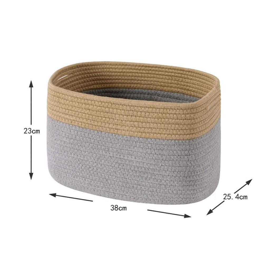Brown and Gray Cotton Rope Storage Basket