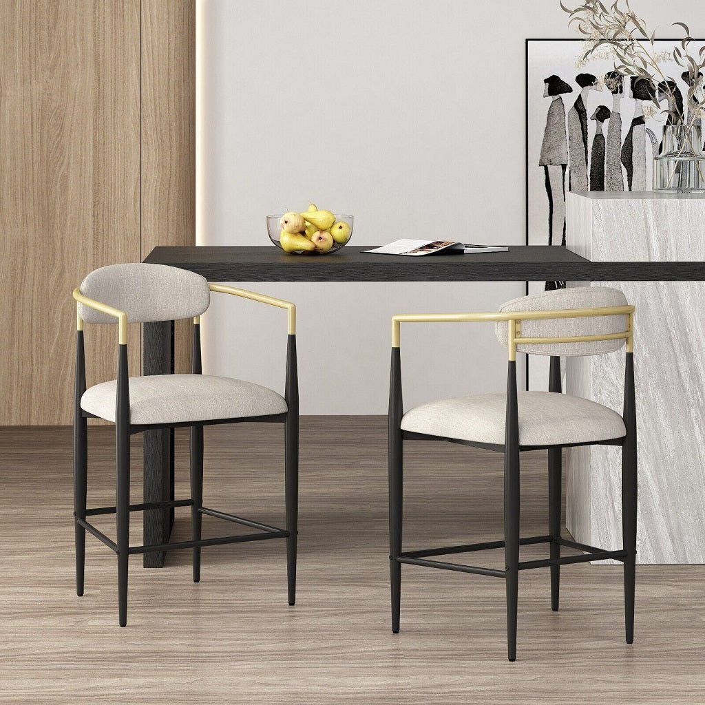 Camas Modern Fabric Upholstered Counter Stools, Set of 2