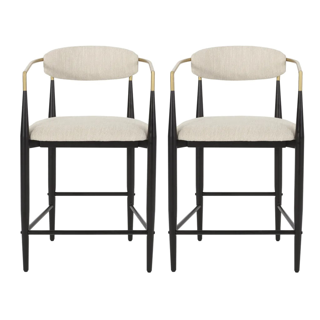 Camas Modern Fabric Upholstered Counter Stools, Set of 2