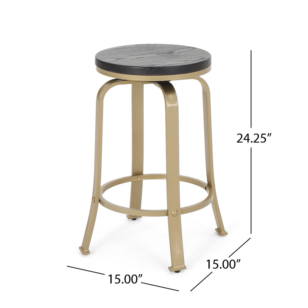Cassum Modern Industrial Swiveling Counter Stool (Set of 2)