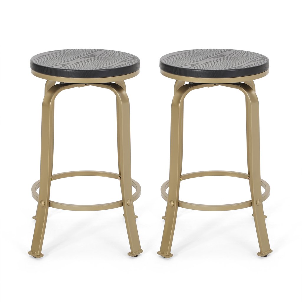 Cassum Modern Industrial Swiveling Counter Stool (Set of 2)
