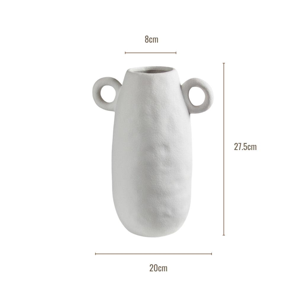 Chalk White Textured Vase with Handles