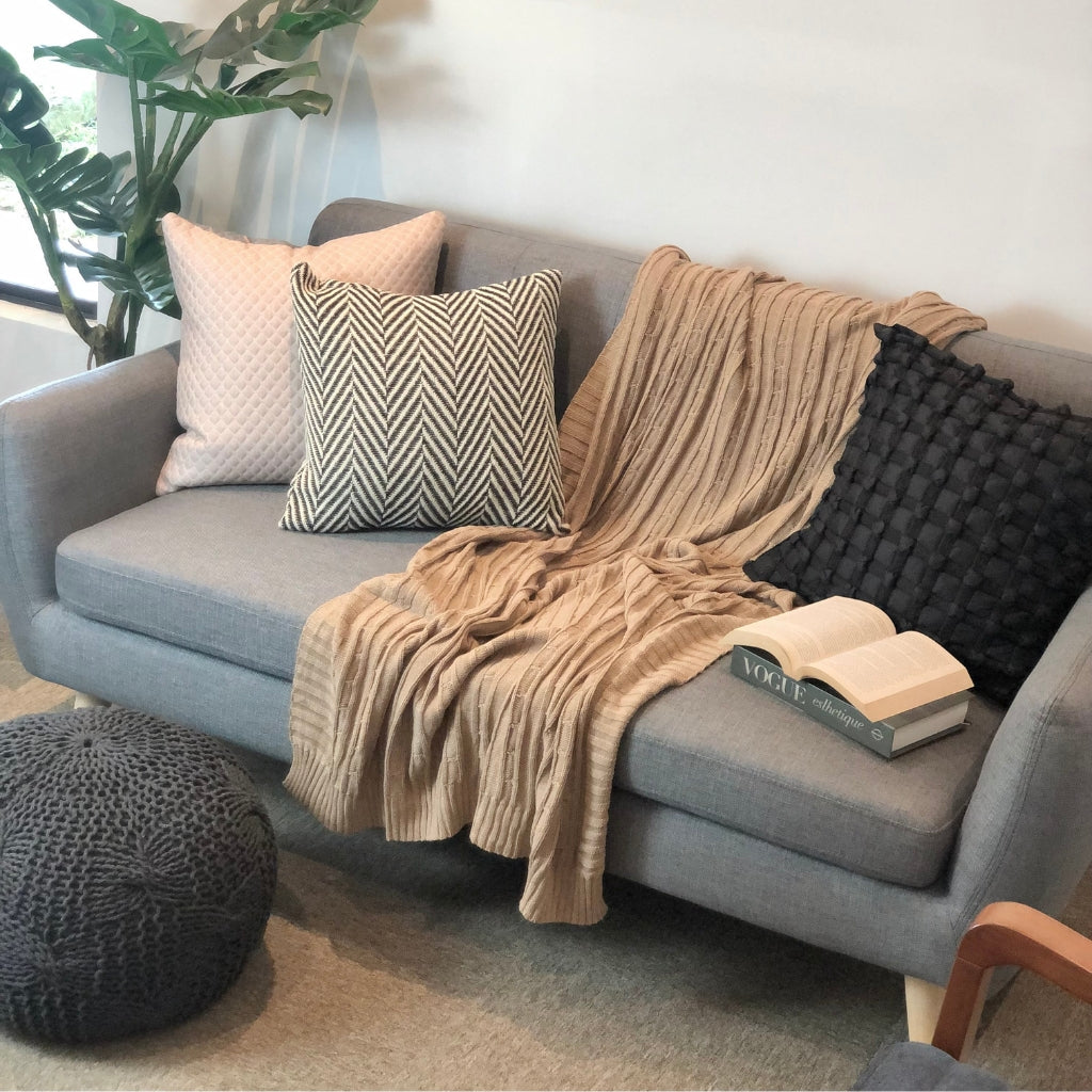 Cotton Cable Knit Throw Blanket