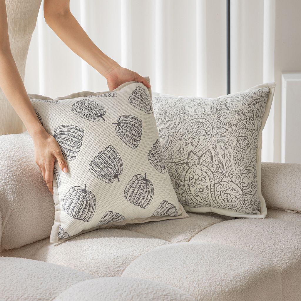 Creamy Paisley Throw Pillow Cover