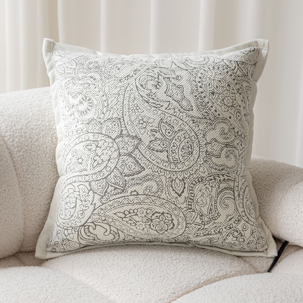 Creamy Paisley Throw Pillow Cover