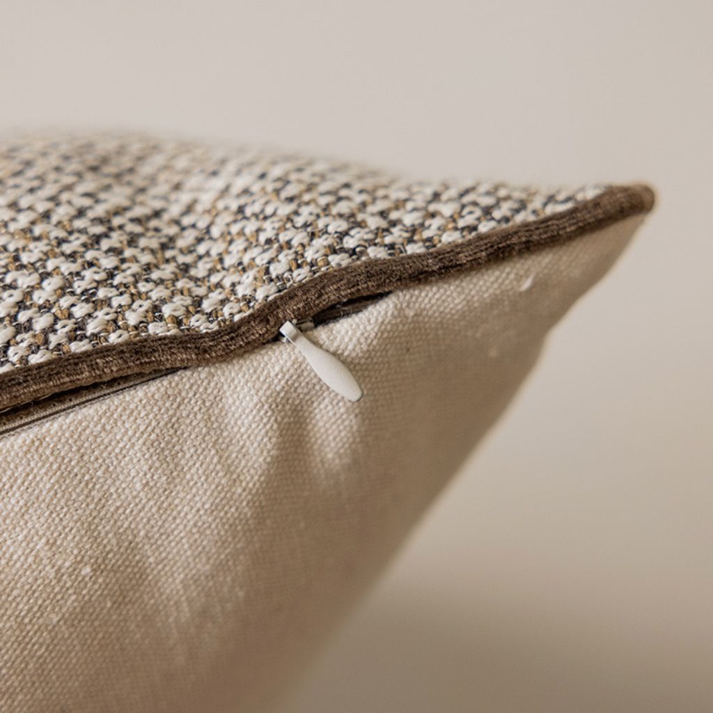 Dark Brown Woven Textured Throw Pillow Cover