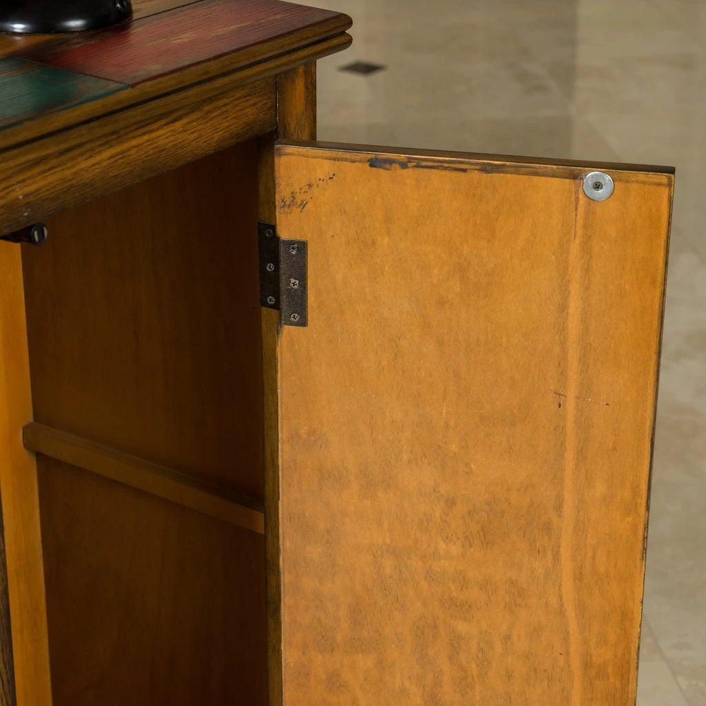 Delaney Antique Multicolor Distressed Wood Storage Cabinet