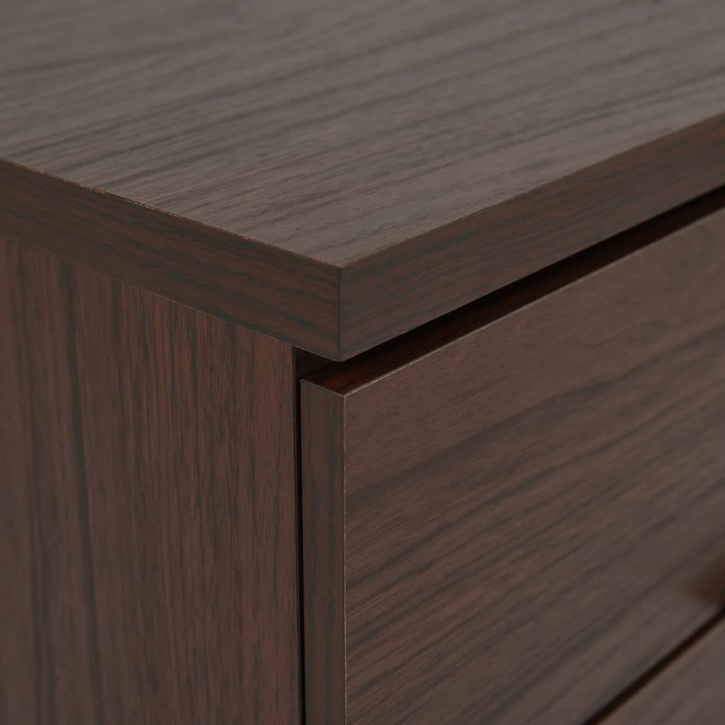 Demijen Modern Industrial 2 Drawer Wide Nightstand
